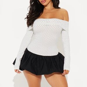 NEW!Polka Dot Off-Shoulder Dress